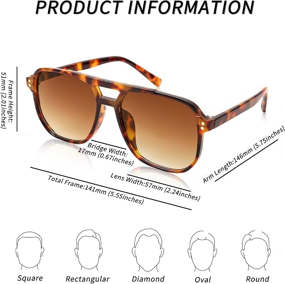 Stylish Double-Bridge Sunglasses with Square Rivet Details
