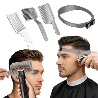 4-Piece Self Haircut Trimming Set with Adjustable Silicone Guide Band