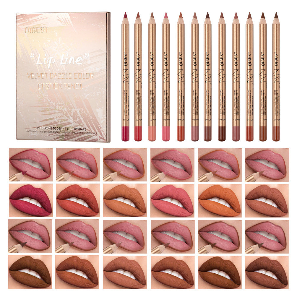 12 Colors Lip Liner Set, Brown Pink Red Series Lip Liners