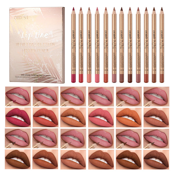 12 Colors Lip Liner Set, Brown Pink Red Series Lip Liners