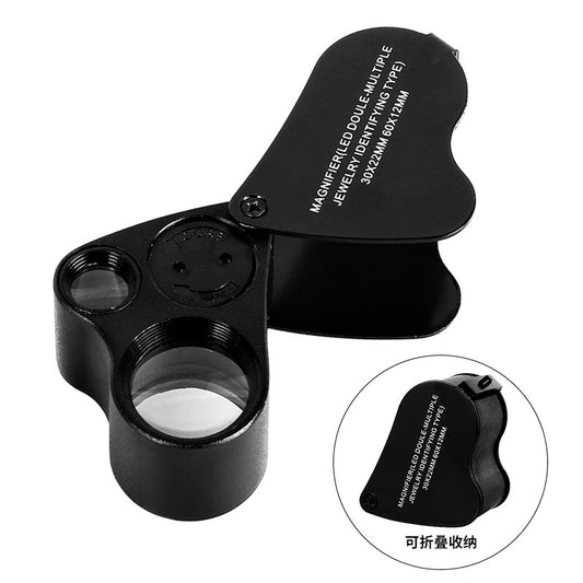LED Jewelry Loupe 30x 60x Magnifying Glass with Light