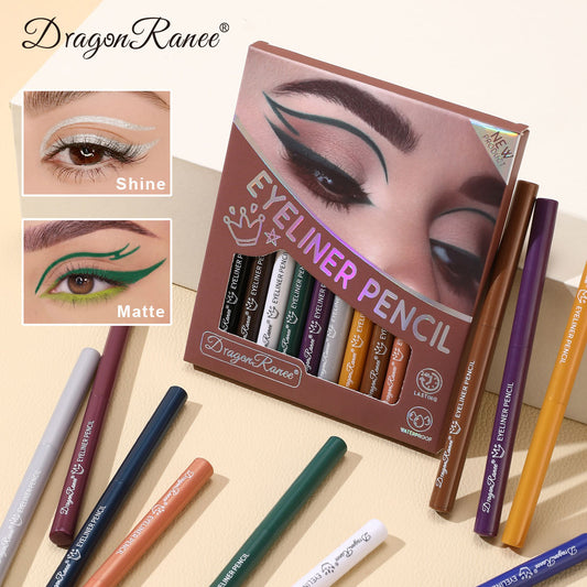12PCS Colorful Matte Gel Eyeliner Pencil Set – Waterproof Long Lasting