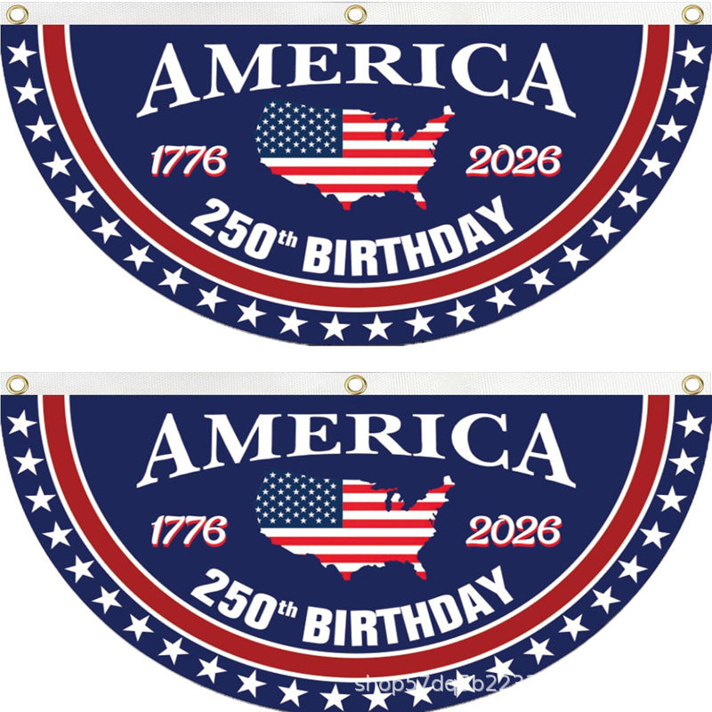 America 250th Birthday Semicircular Flag Banner 1776–2026 Patriotic Bunting
