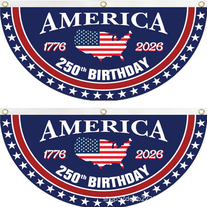 America 250th Birthday Semicircular Flag Banner 1776–2026 Patriotic Bunting