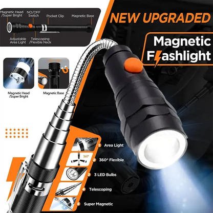 Extendable Magnetic Pickup Tools - Telescoping Magnet with LED Flashlight Gifts for Men