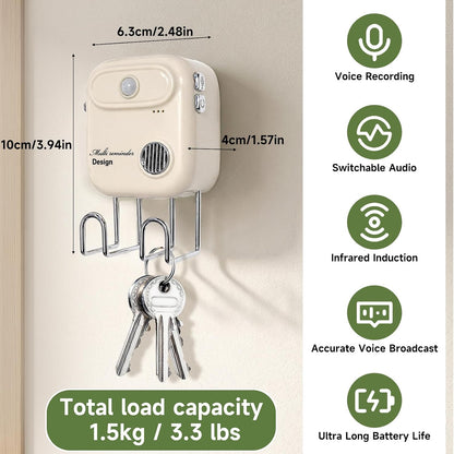 Door Exit Reminder with Key Holder, Recordable Voice Reminder