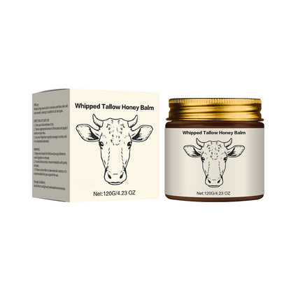 Whipped Tallow Honey Skin Balm, Organic Grass-Fed Tallow Moisturizing Cream for Face & Body