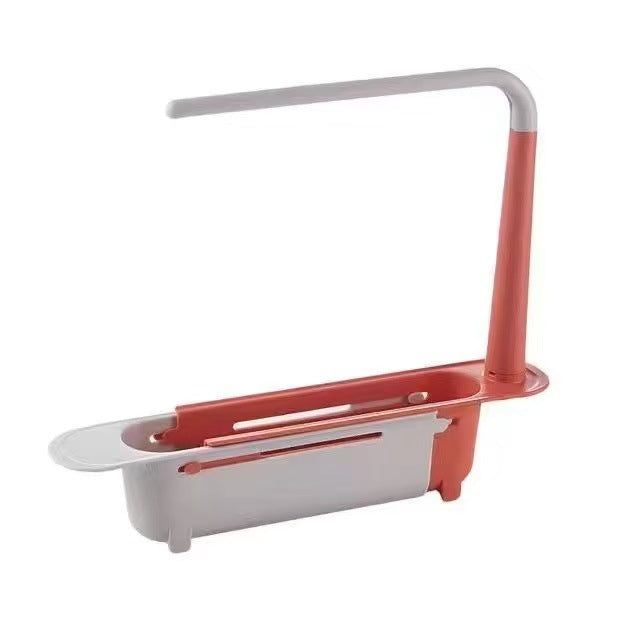Adjustable Telescopic Sink Organizer with Cloth Hanging Rod