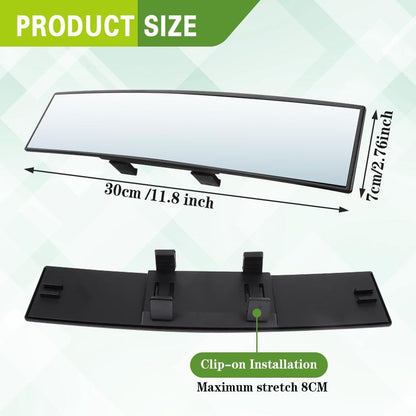 Panoramic Rear View Mirror, 12 Inch Wide Angle Clip On Mirror