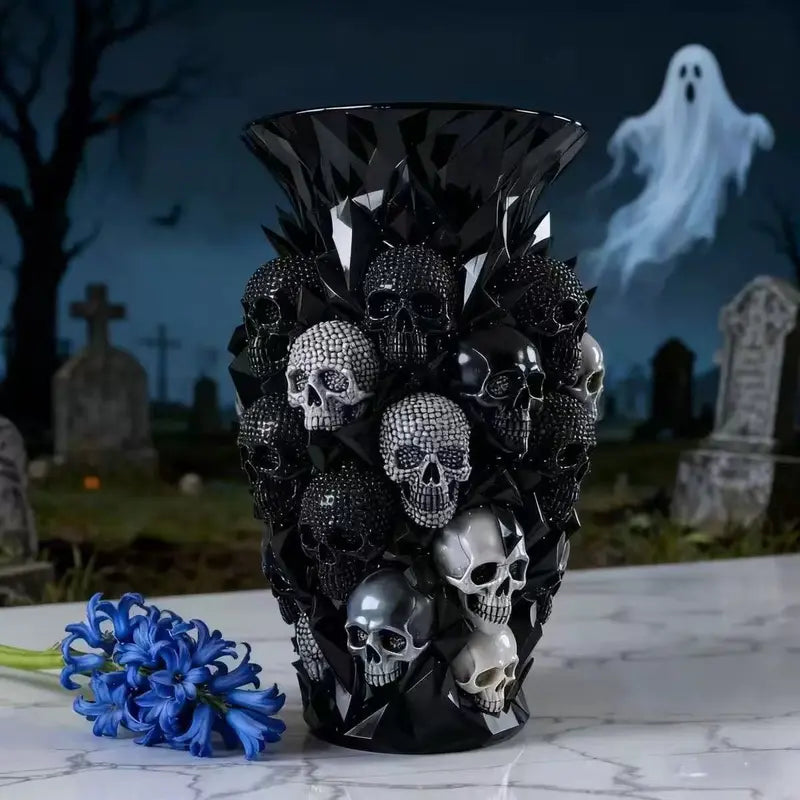 Gothic Resin Skull Vase Ornament