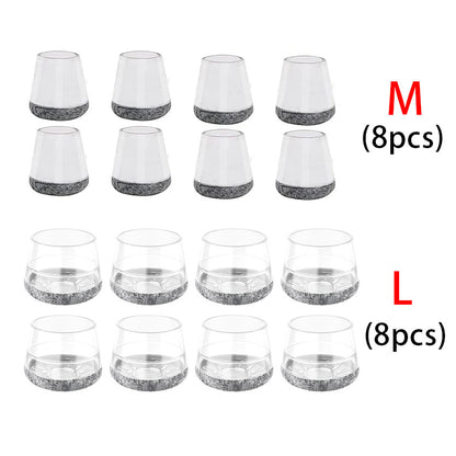 16Pcs Chair Leg Floor Protectors for Hardwood Floors - 360°Felt Pad Bottom Wrapped Thickening Silicone Furniture Legs Caps Covers