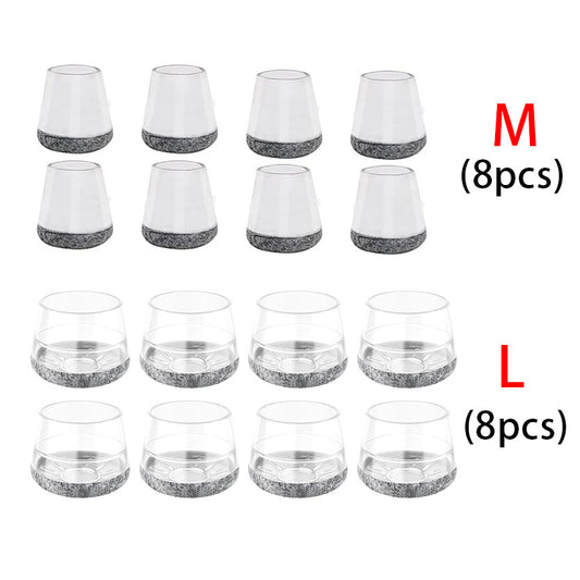 16Pcs Chair Leg Floor Protectors for Hardwood Floors - 360°Felt Pad Bottom Wrapped Thickening Silicone Furniture Legs Caps Covers
