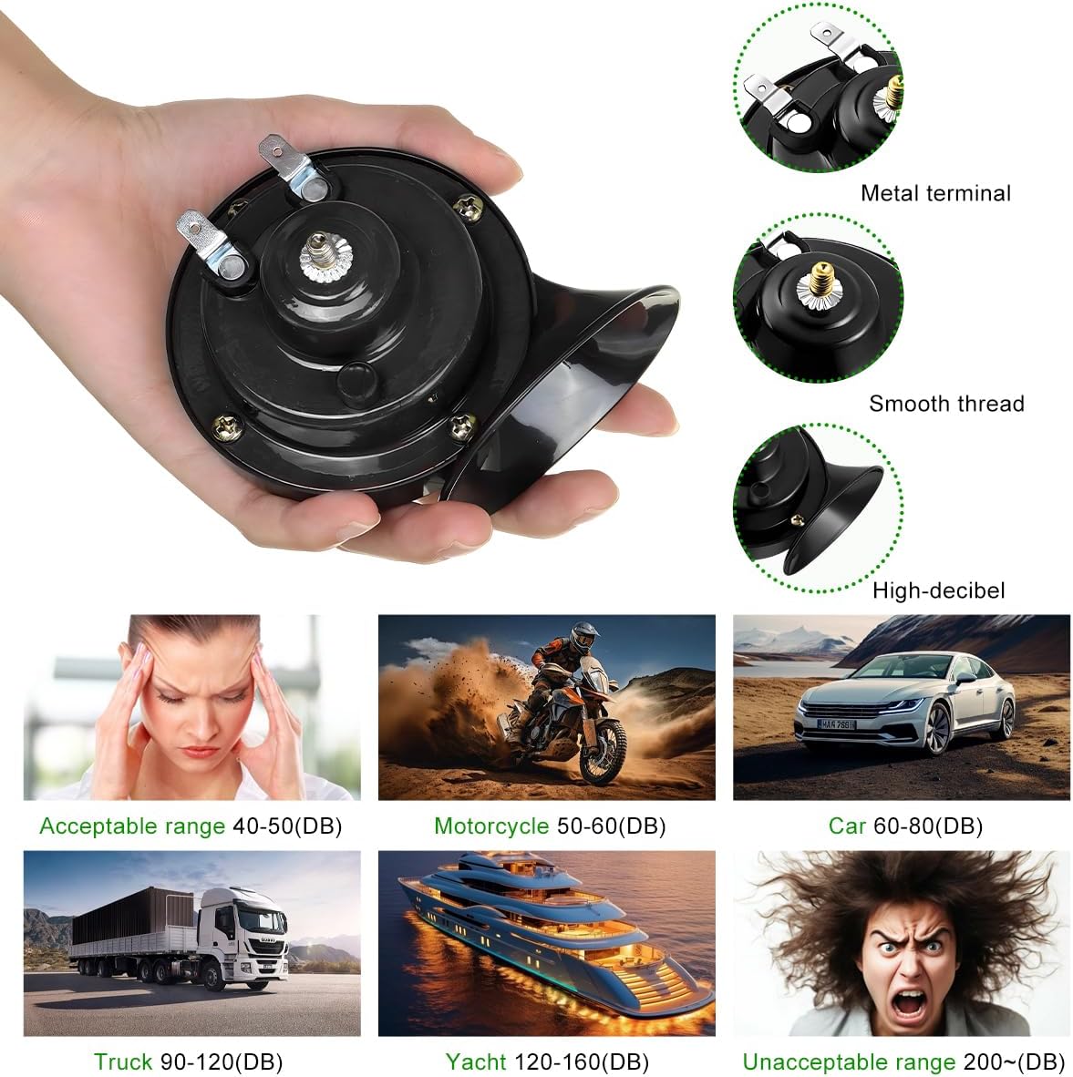 300DB Super Loud Train Horn, 12V Waterproof Auto Electric Snail Horn Replacement