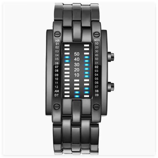 Binary Matrix Blue LED Digital Watch