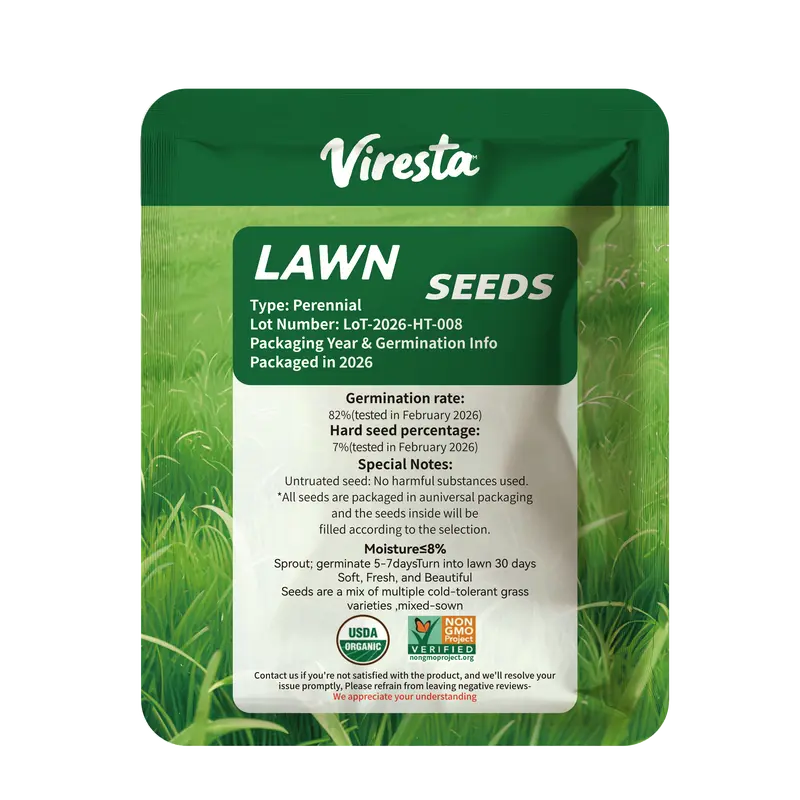 Sun-loving and shade-tolerant – High-quality, cold-hardy turfgrass（A Packet of Lawn Seed）