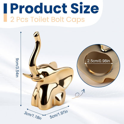2Pcs Gold Elephant Toilet Bolt Covers