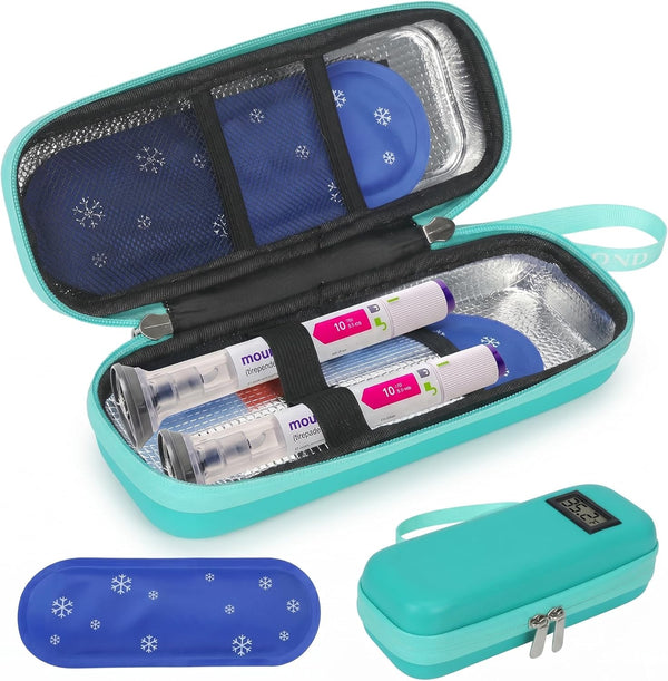 Insulin Cooler Travel Case with Temperature Display - Refrigerated Medicine Cooling Bag with 1 TSA Approved Ice Pack
