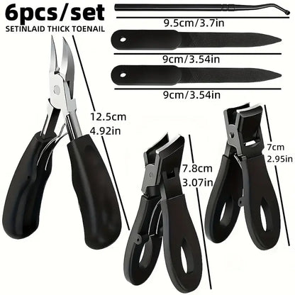 6-Piece Wide-Jaw Toenail Trimmers for Thick and Ingrown Nails