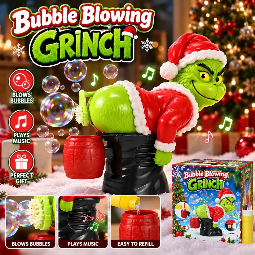 The Grinch Electric Bubble Blower with Silly Farting Sounds