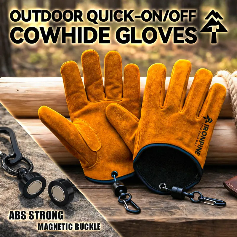 Magnetic Quick-Release Cowhide Work Gloves