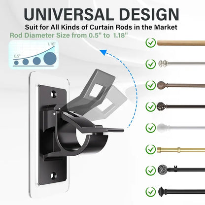 4-Pack No-Drill Curtain Rod Brackets