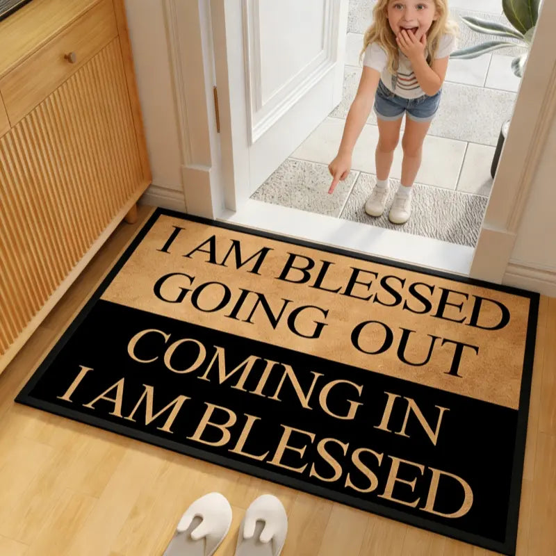 Door mat with blessing letter pattern