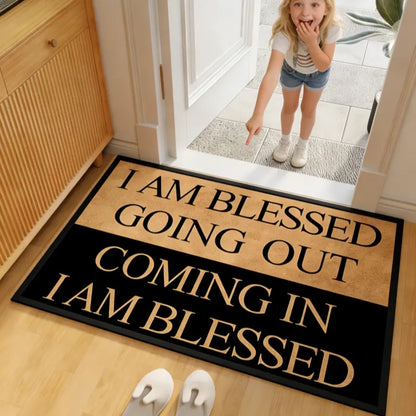 Door mat with blessing letter pattern