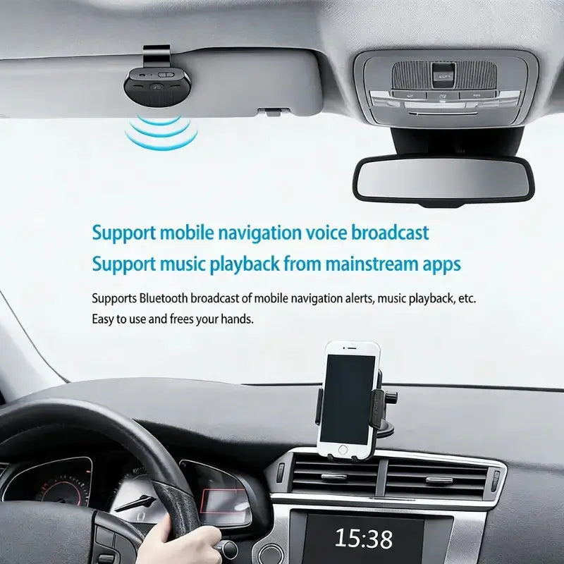 Bluetooth 5.0 Wireless Car Sun Visor Hands-Free Kit