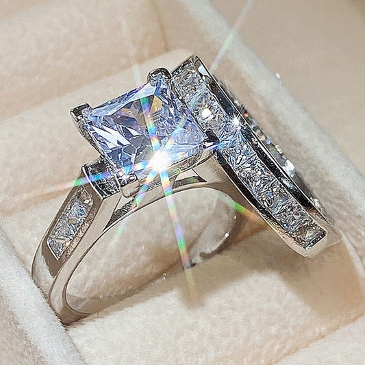 Women's square couple ring set