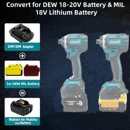DM18M Adapter for Dewalt & Milwaukee to for Makita w/USB Port