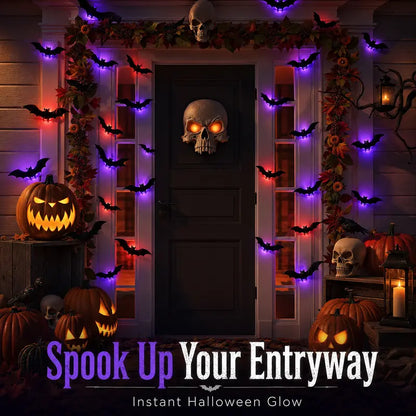 12PCS 3D Bat Light LED Decorations, 12pcs Halloween Spooky Ornaments