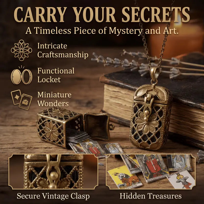 Vintage Gold Openwork Tarot Card Necklace