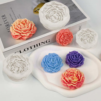 2PCS 3D Realistic Peony Flower Silicone Mold