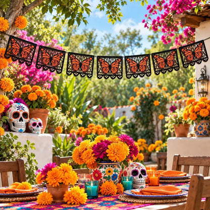 2PCS Monarch Butterfly Day of the Dead Banner