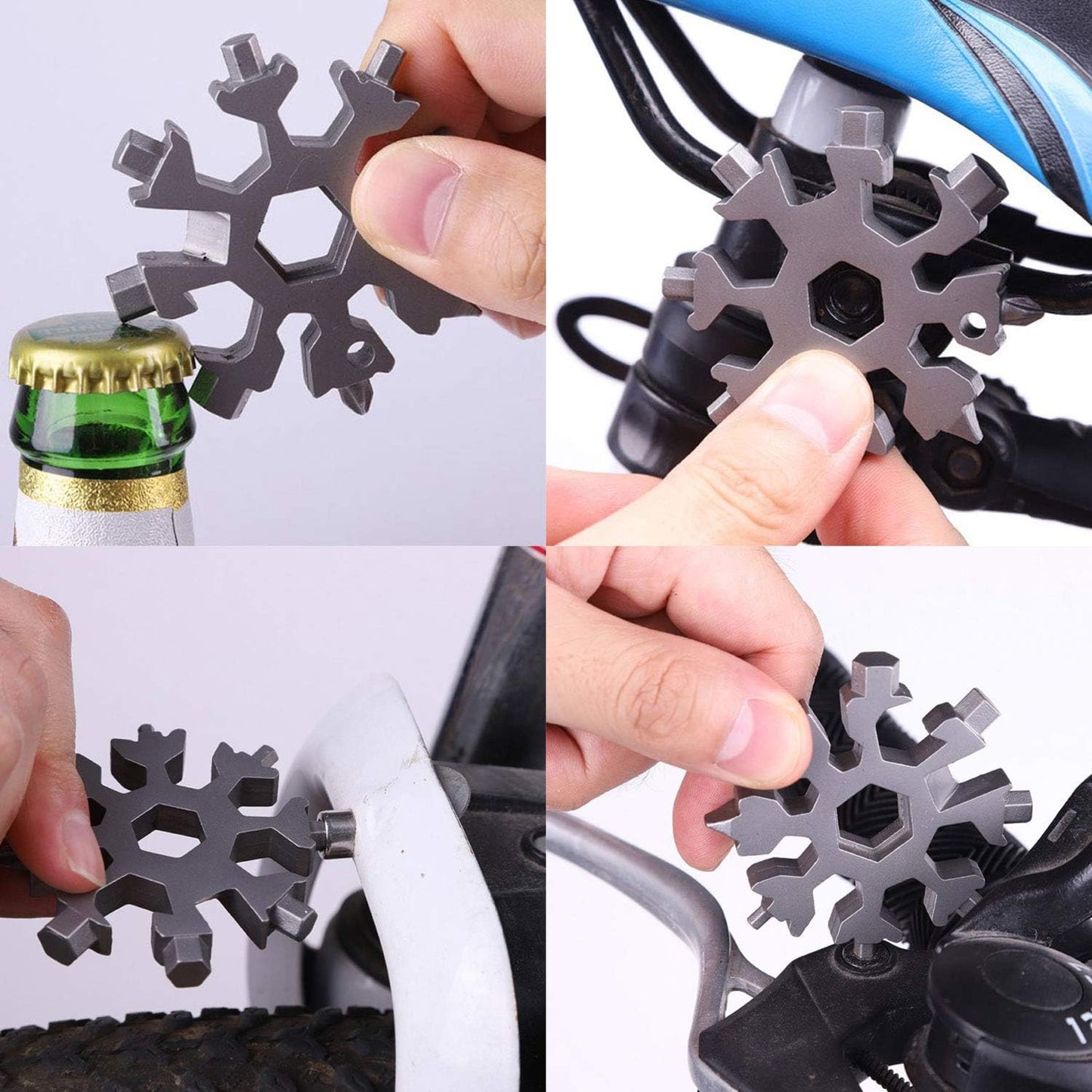 18-in-1 Snowflake Multi Tool, Stainless Steel Pocket Tool with Bottle Opener