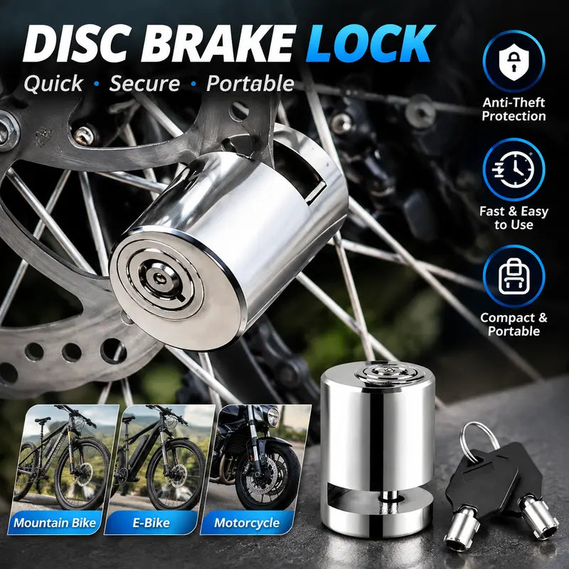 Motorcycle disc brake lock, anti-theft motorcycle safety brake disc lock