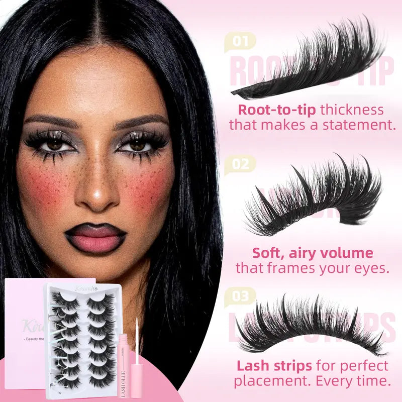 7-Pair Pack of 3D Fluffy Faux Eyelashes