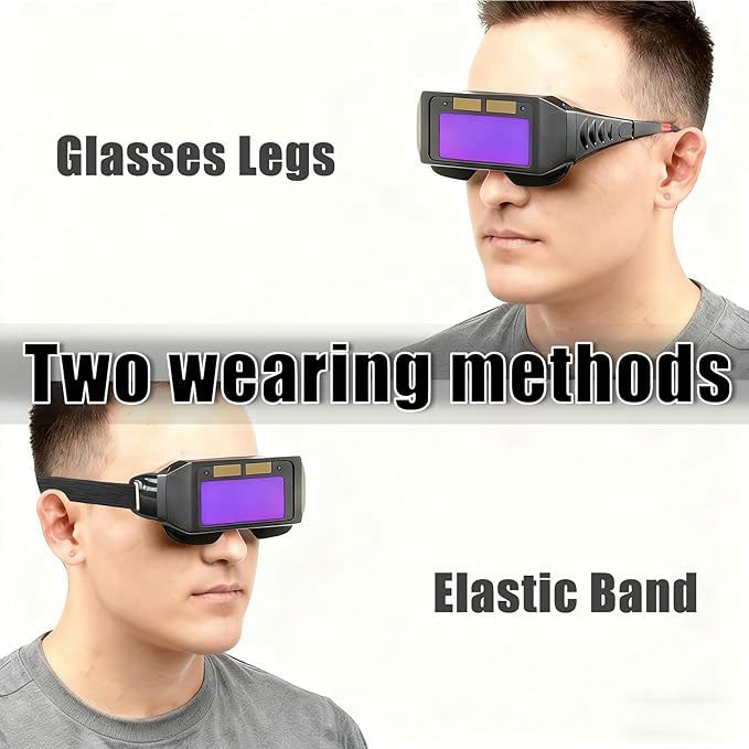 Safety Protective LCD Welding Glasses - Solar Powered Auto Darkening with Adjustable Shade, 2 Sensors