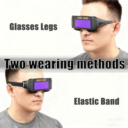 Safety Protective LCD Welding Glasses - Solar Powered Auto Darkening with Adjustable Shade, 2 Sensors