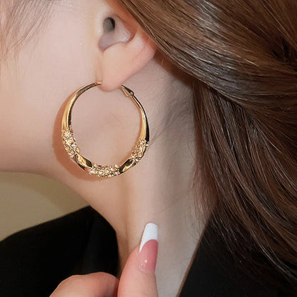 Elegant circle earrings with zircons Trendy Unique Pattern Hoop Earring