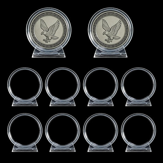 10PCS Clear coin display stand with a stable base