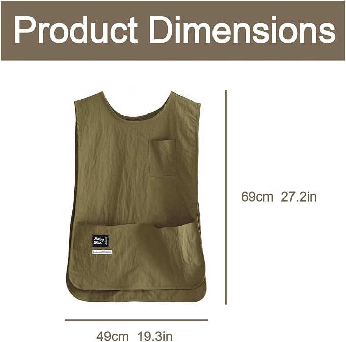 Sleeveless, multi-pocket, lightweight apron