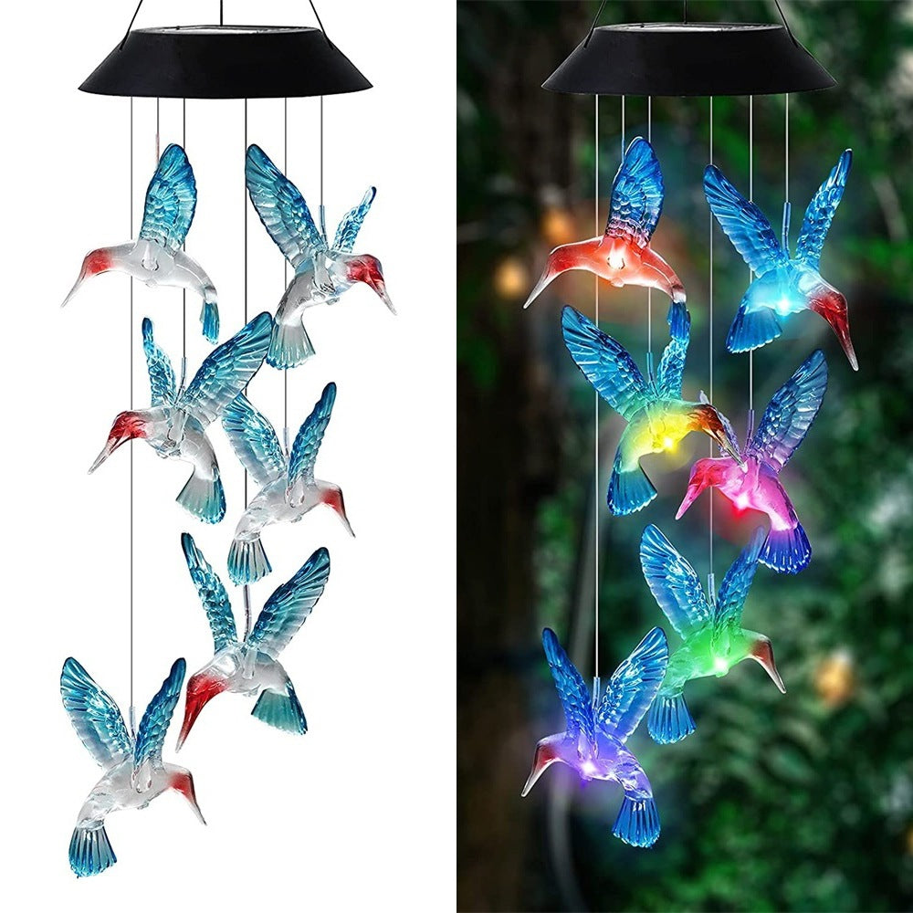 Hummingbird Solar Wind Chime Decorative Light