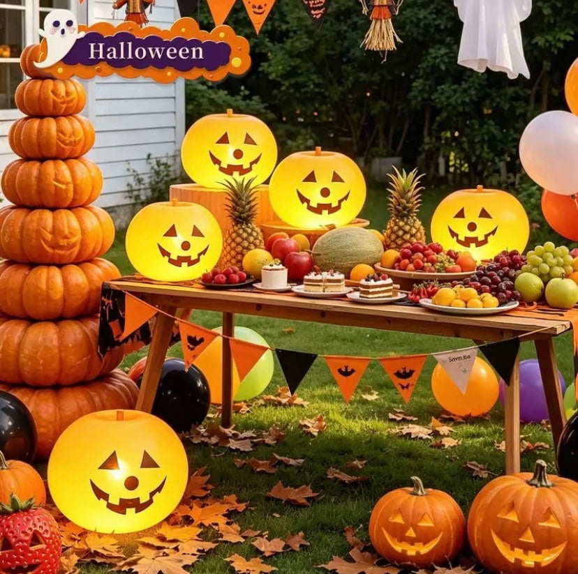 10-Pack Indoor/Outdoor Halloween Pumpkin-Shaped Latex Balloon Decorations