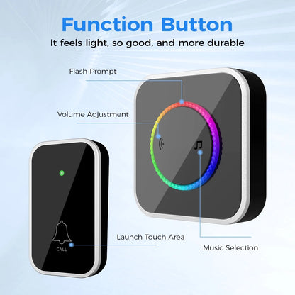 [No Need Batteries] Wireless Doorbell, Waterproof Electronic Doorbell Kit