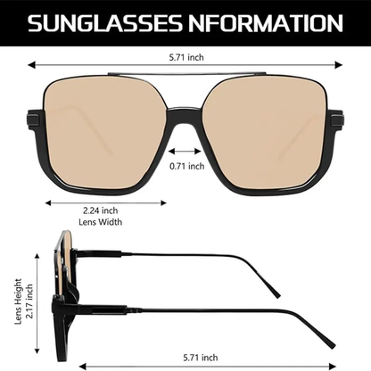 Retro Oversized Aviator Sunglasses for Women Men Square Double Bridge