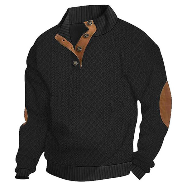 Men's Jacquard Stand-Collar Henley Shirt