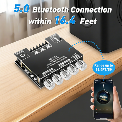 ZK-MT21 Bluetooth Amplifier Board, 2.1 Channel Subwoofer Amp Board with Treble/Bass/Sub Control