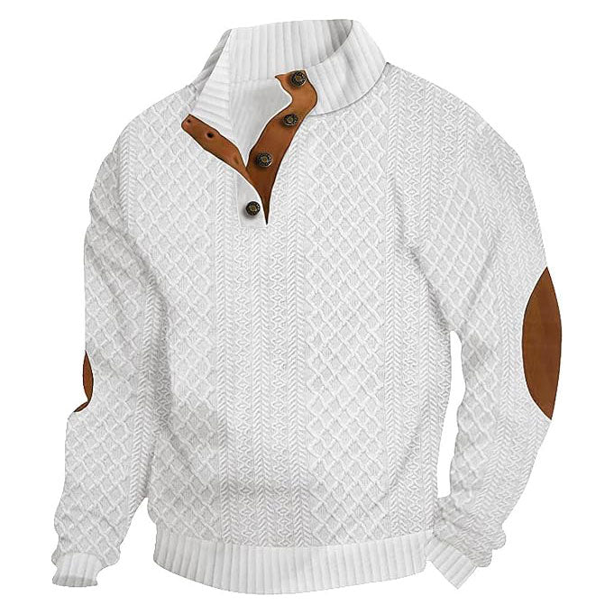 Men's Jacquard Stand-Collar Henley Shirt