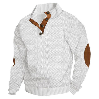 Men's Jacquard Stand-Collar Henley Shirt